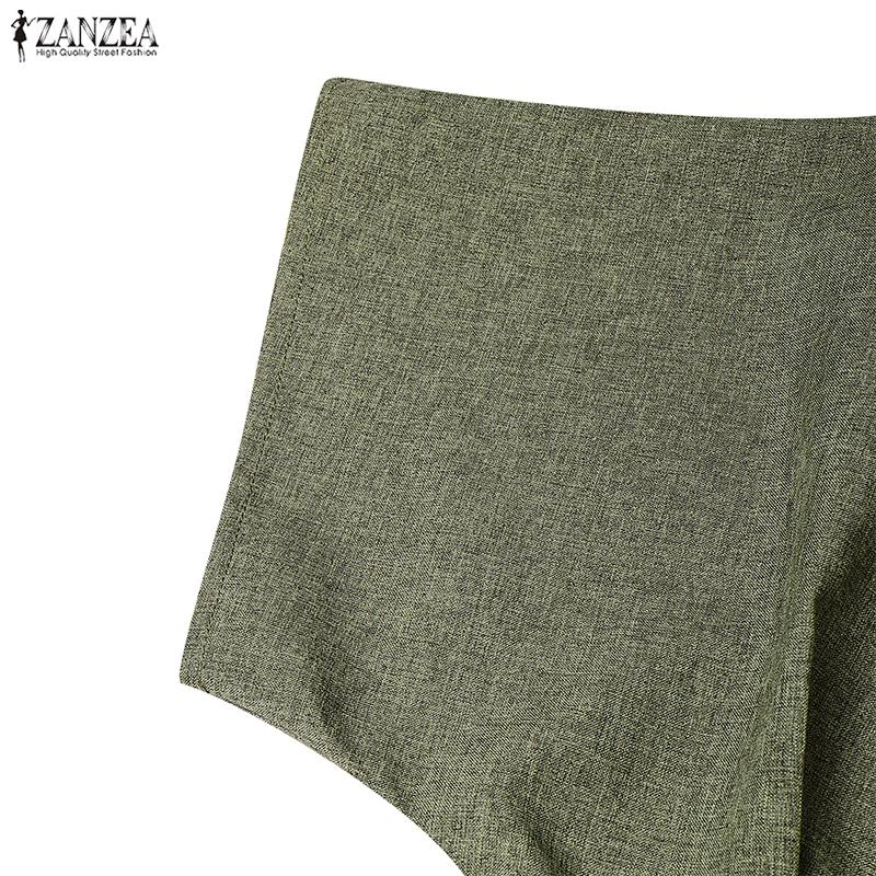 ZANZEA Women Summer V-Neck Casual Short Sleeve Slim Waist Dress