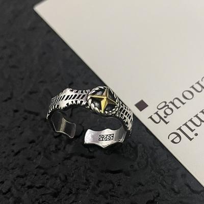 Handmade Open Ring Men's Personality Retro Ring Thai Silver Made Single Ring Jewelry