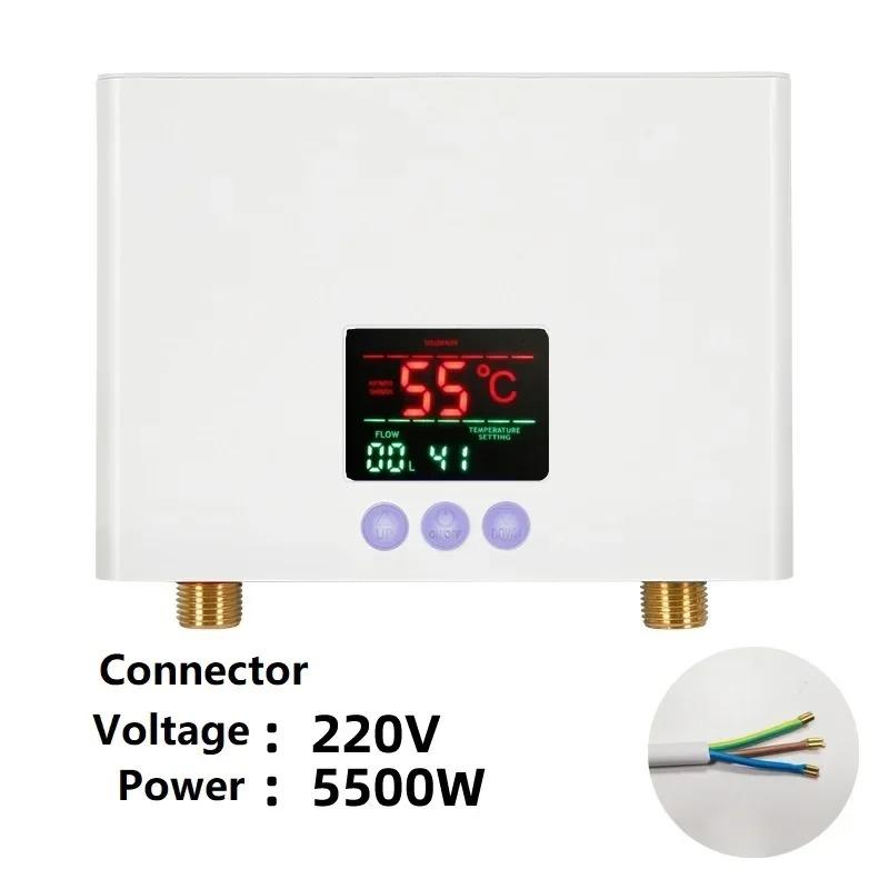 

3000W 220V Instant Tankless Electric Water Heater Fast Heating Wall Mounted for Shower Bathroom Kitchen Sink