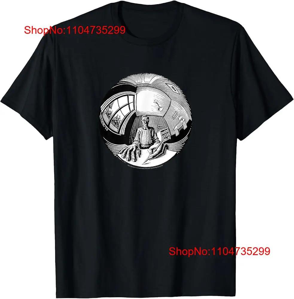 M C Escher Spherical Self Portrait T Shirt Vintage Versatile Streetwear Unisex Casual Top For Everyday Wear Stretched