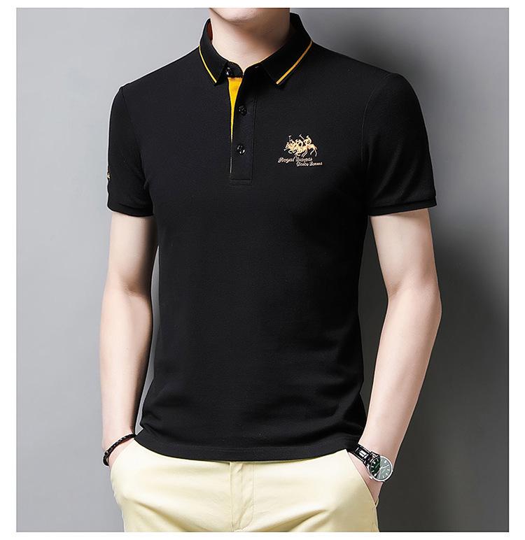 New Summer Solid Color Embroidered POLO T-Shirt for Men - Trendy Casual Short Sleeve