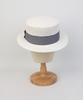 Stripe Line White Short Panama Hat