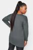 Women's Big Size Blouse Plus Size Crew Neck Slit Detailed Long Sleeve Oversize Blouse 321293