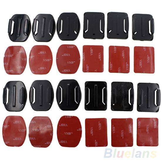 12Pcs Flat Curved Adhesive Mount Camera Base for SJ4000 Gopro Hero 1/2/3/3+