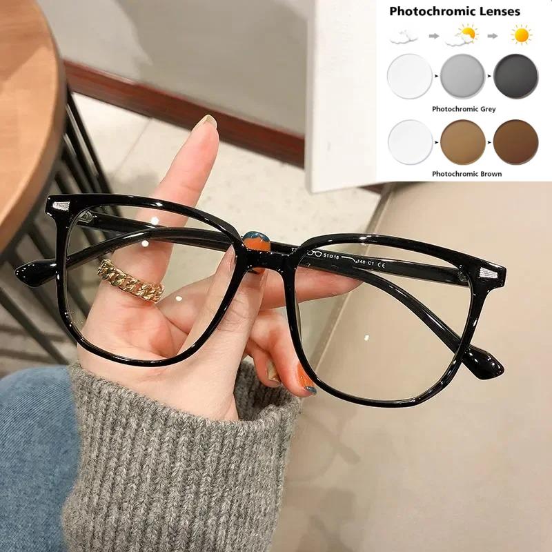 

Custom-Made Prescription Eyewear Retro Oversized Frames for Men and Women Blue Light Blocking Photochromic Custom Glasses Single Version&1.56&Anti Blue Ray
