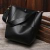 New Women's Bag Leather Cowhide Bucket Bag Shoulder Portable Shopping Trend Bag