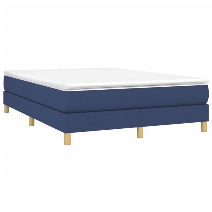3144181 vidaXL Lit à sommier tapissier avec matelas Bleu 140x200 cm Tissu