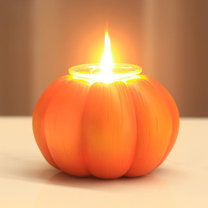 Halloween Pumpkin Lamp Decoration Creative Ghostface Pumpkin Candle Holder Outdoor Indoor Home Party Desktop Resin Ornaments
