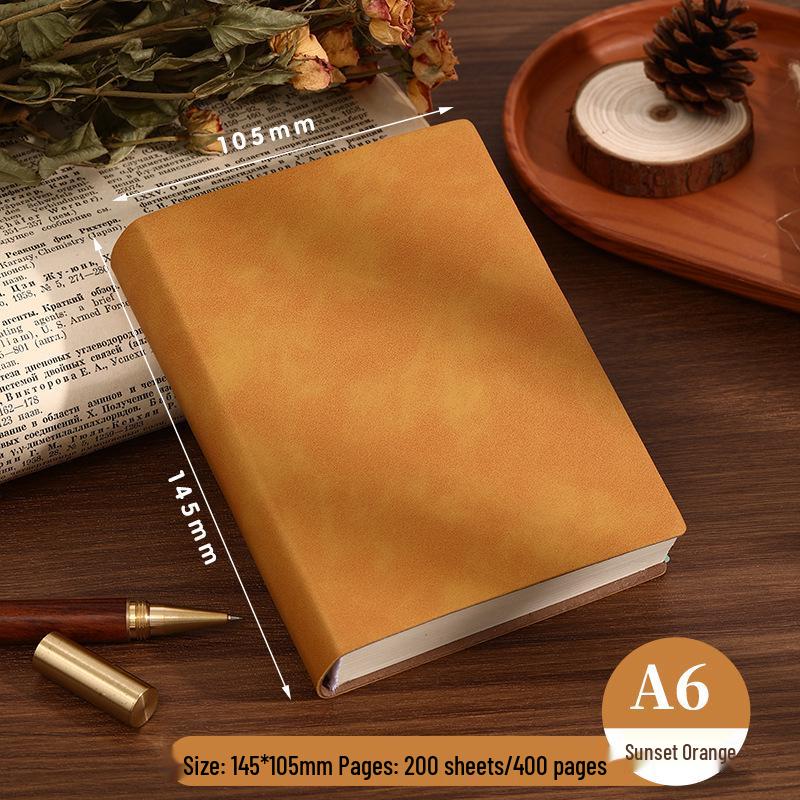 A6 Soft Leather Blank Notebook: Thick Student Planner & Retro Exam Prep Drawing Book