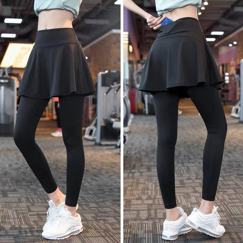 High-Waisted Two-in-One Skirt Leggings - Quick-Dry, Hip-Lifting Yoga and Running Pants