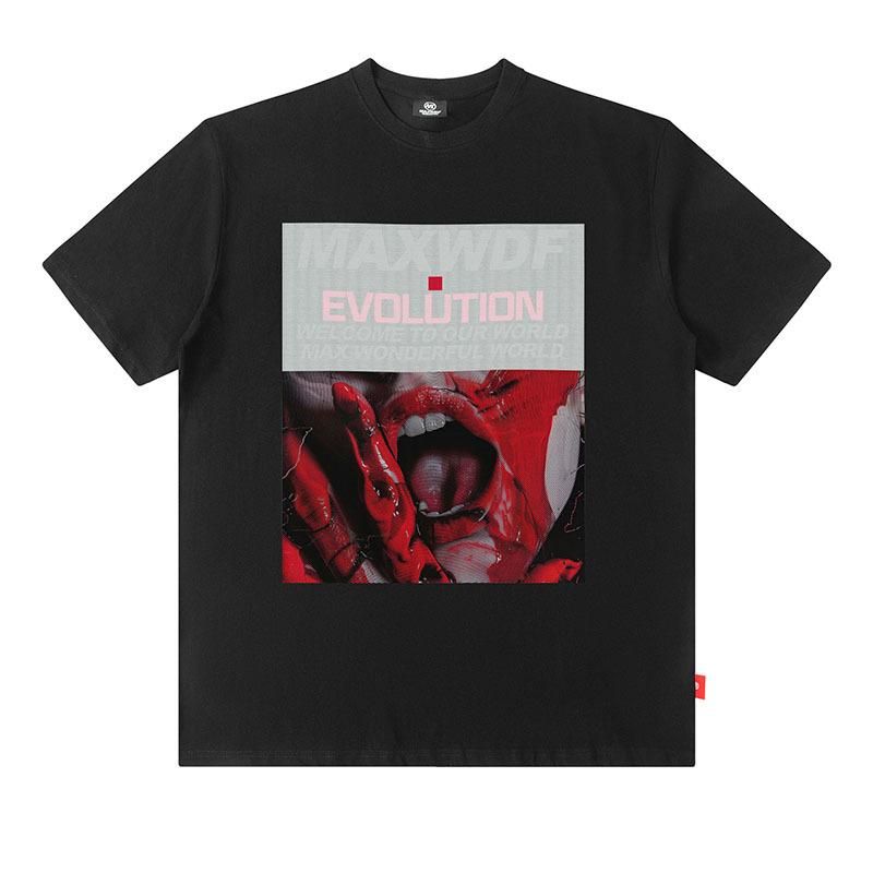 American Retro Trendy T-Shirt Men'S Oversize Hip-Hop Portrait Printing Casual Cotton Short-Sleeved T-Shirt Men'S