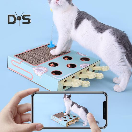 Jucărie pentru pisici Whack-a-Mole, 3 în 1, din carton, interactivă, cu zgârietură pentru pisici, cu Whack-a-Mole, pentru pisici de interior