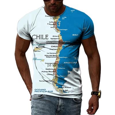 Όμορφα ανδρικά μπλουζάκια Country Chile Sumemr Fashion Casual 3D printed με κοντό μανίκι Όμορφα μπλουζάκια με στρογγυλή λαιμόκοψη Harajuku Trend