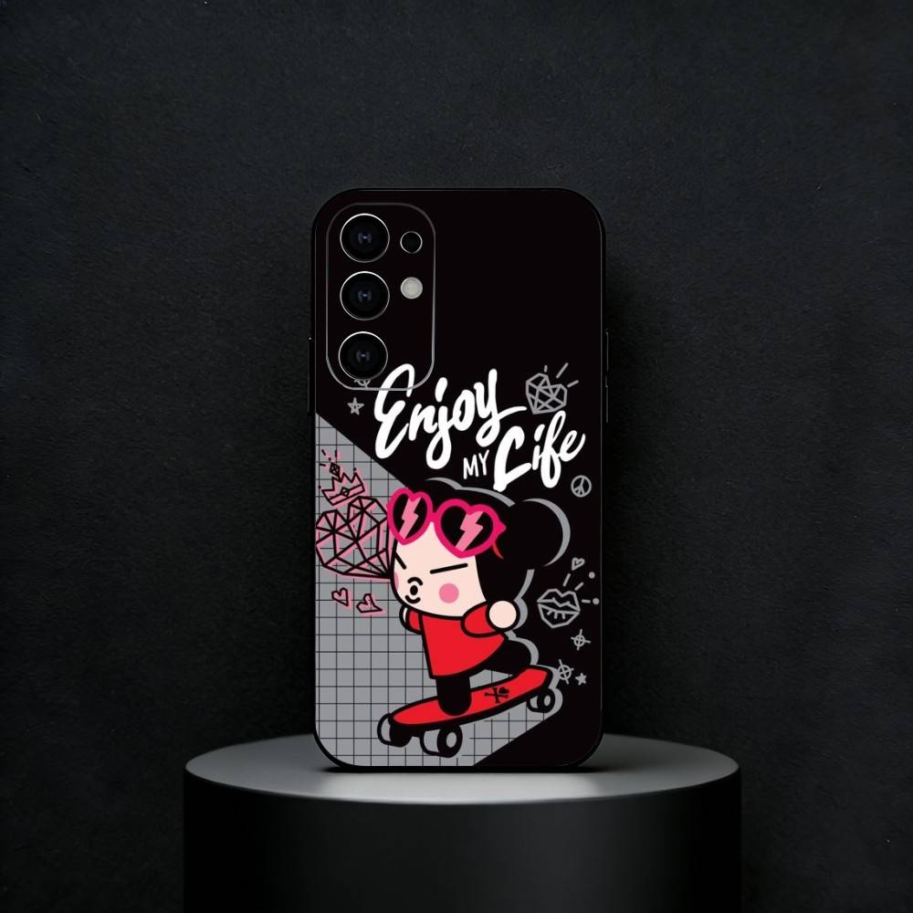 Cute Cartoon Pucca Garu Phone Case For Samsung S25,S24,S21,S22,S23,S30,Ultra,S20,Plus,Fe,Note,5G Black Cover