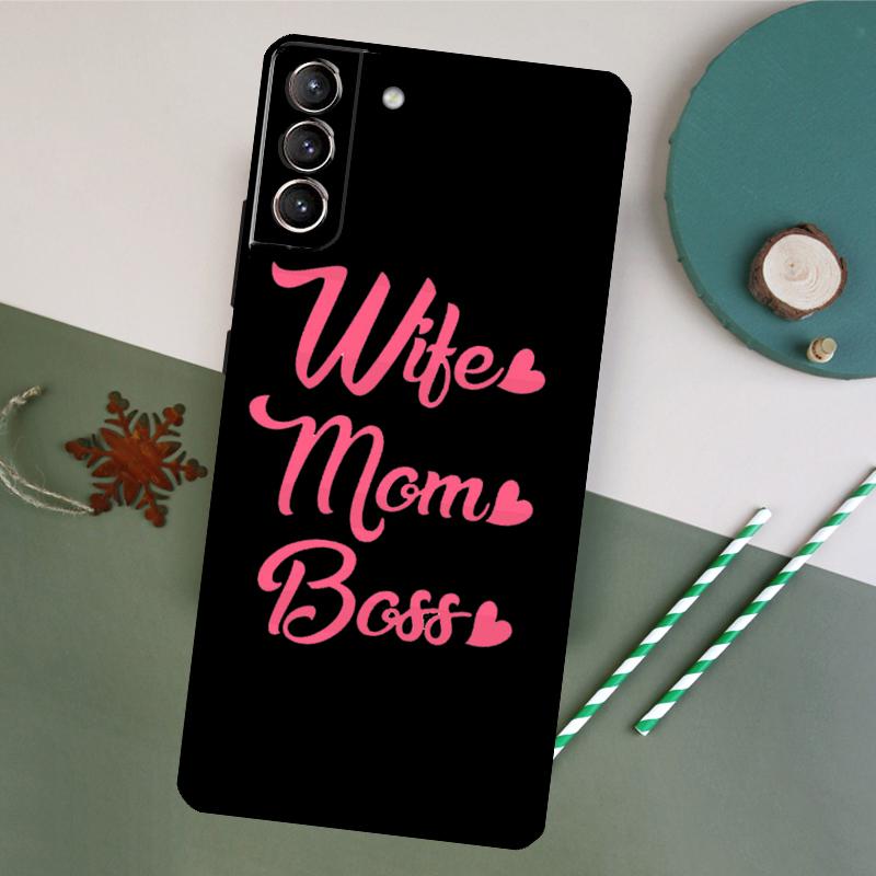 

Wife Mom Boss Phone Case For Samsung Galaxy S26 S23 Ultra S20 S21 S22 S24 S25 Plus S10 S25 FE Back Cover Galaxy S25 Plus