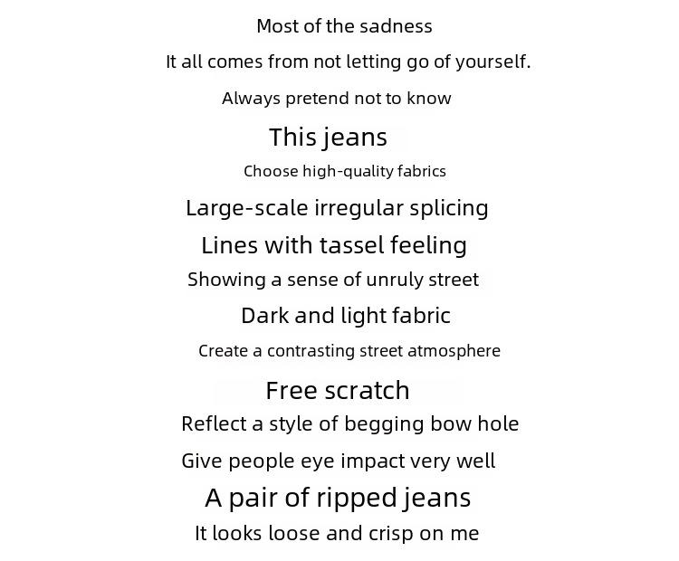 Jeansi cu ciucuri și tiv brut Hongxinjie pentru bărbați - Stil trendy Harajuku High Street