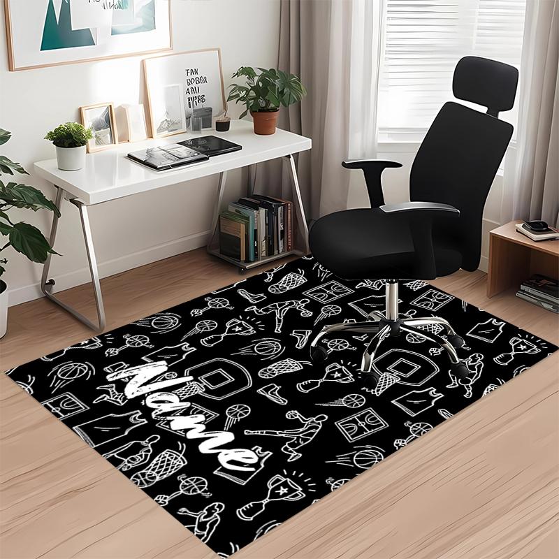 Custom Name Basketball Printed Carpet, for Office Chair Living Room Bedroom Kitchen Room Decor Gifts.
