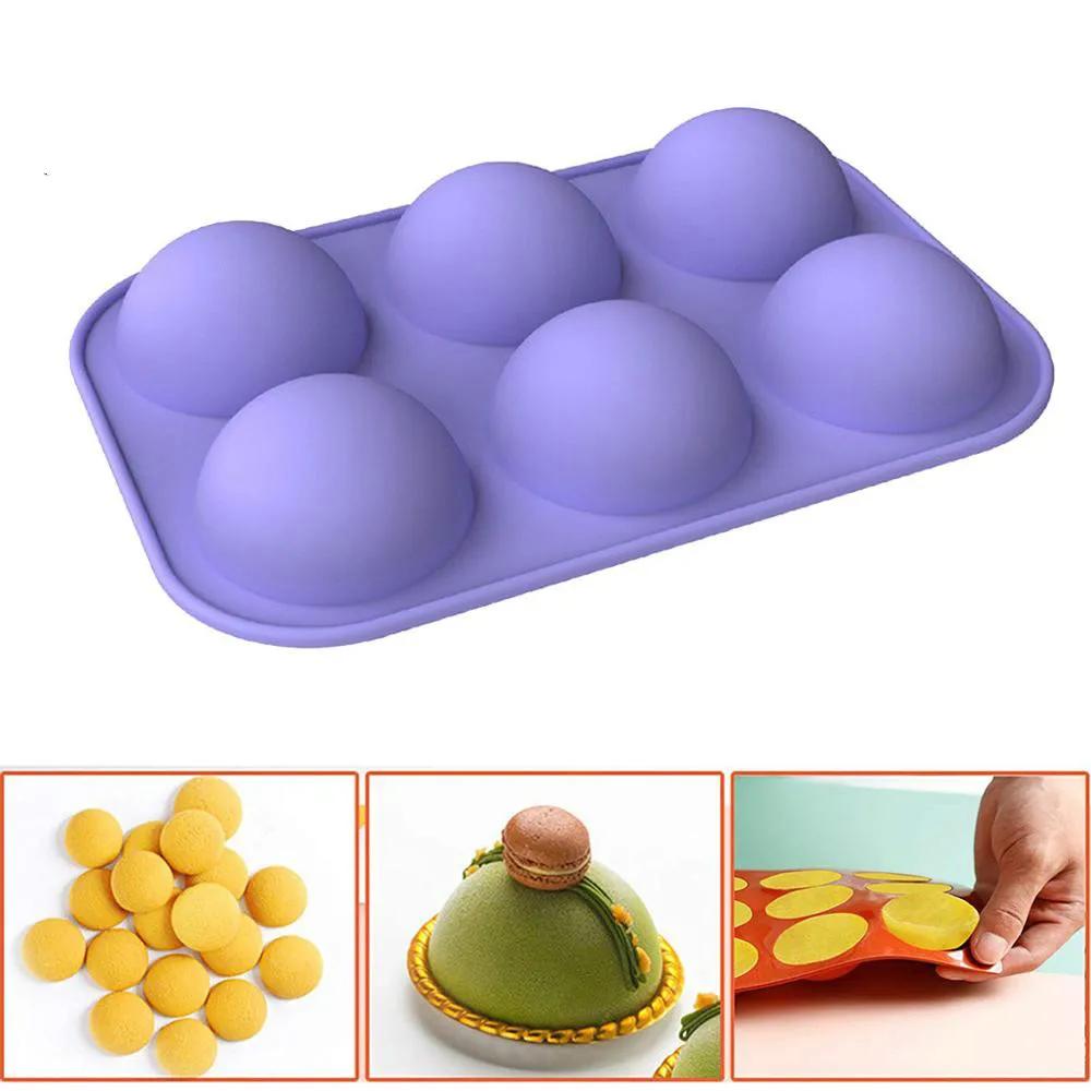 6-hole Silicone Baking Mold, Used for Baking 3D Baking Utensils, Chocolate Hemispherical Cake Mold, Cake Kitchen Tools