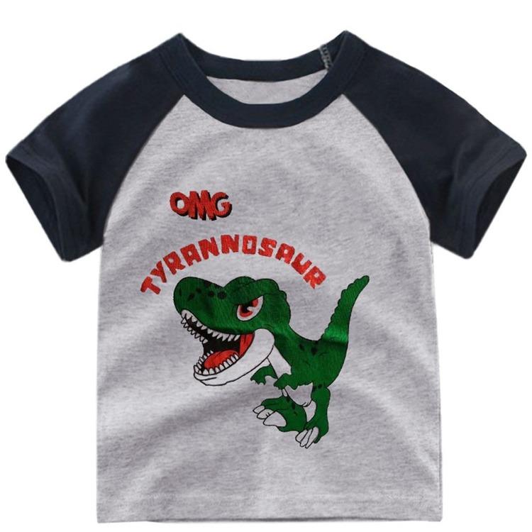 Kids Short Sleeve T Shirt Toddler Boys Girls Color Patchwork Summer Tops Cartoon Printed Graphic Tees