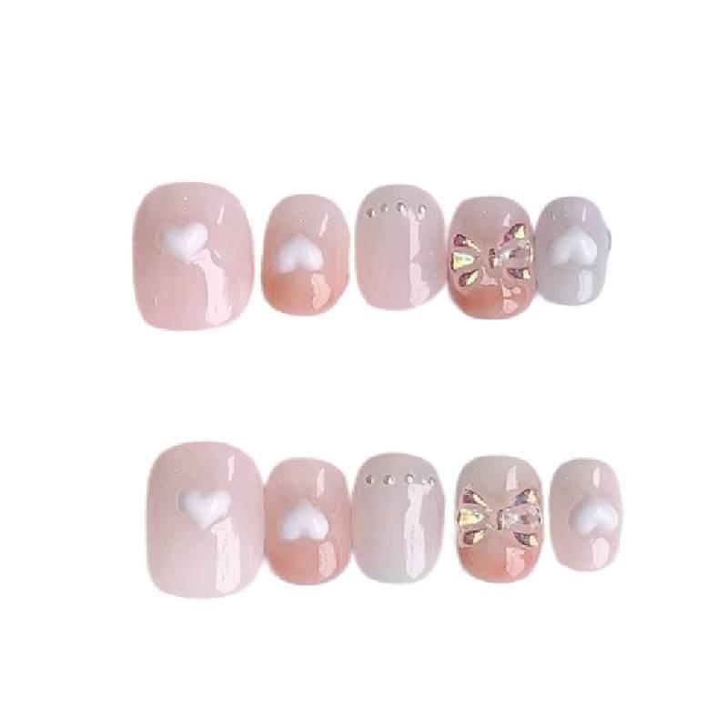 Sweet Lovely Heart Bowknot Nail Stickers Ice Clear Removable Design Artistic