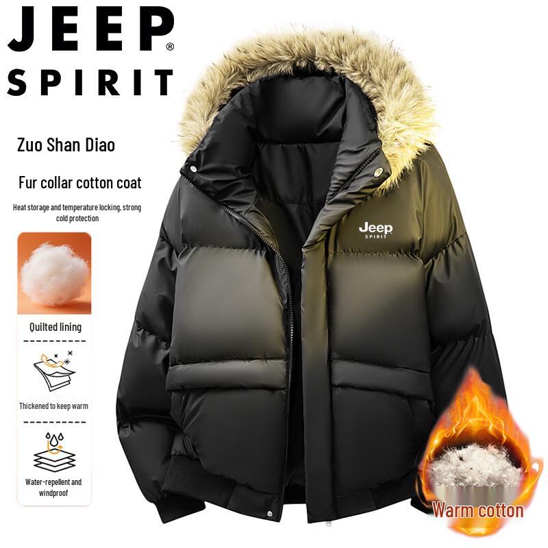 

JEEP SPIRIT Men s Winter Padded Jacket with Detachable Fur Hood XL