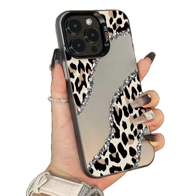 Handyhülle im Patchwork-Design mit Leopardenmuster, kompatibel mit Apple 17, 16ProMax, 15, 14 & 13 - Europäischer & Amerikanischer Stil