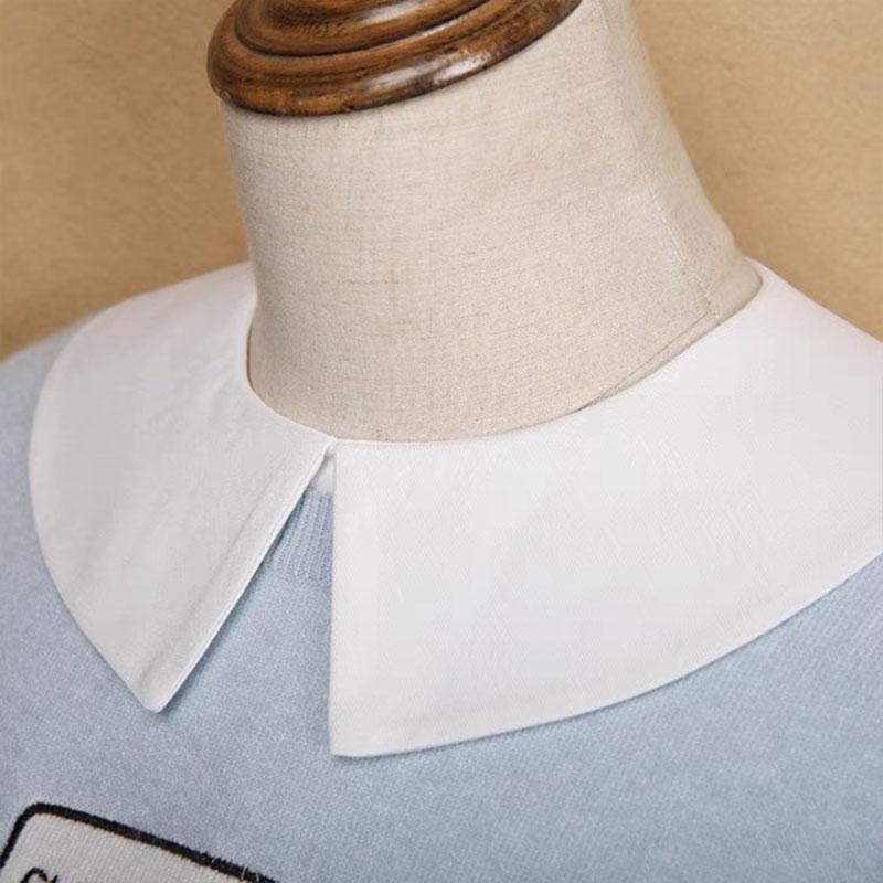 1/2Pcs Lady's Fake Collar Half Shirt Blouse Detachable Dickey False Collar Cute Lapel Round Collar for Women