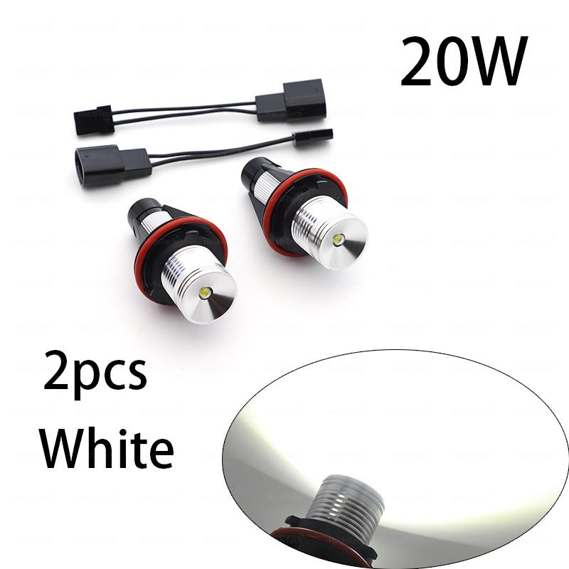 For BMW E87 E39 M5 E60 E61 E63 E64 M6 E65 E66 E83 X3 E53 X5 2000-2008 White Bright 20W LED Angel Eyes Marker Lights Bulbs Lamp