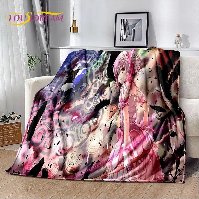 3D süße Puella Magi Madoka Magica Cartoon-Decke, weiche Überwurfdecke für Zuhause, Schlafzimmer, Bett, Sofa, Picknick, Reise, Decke für Kinder