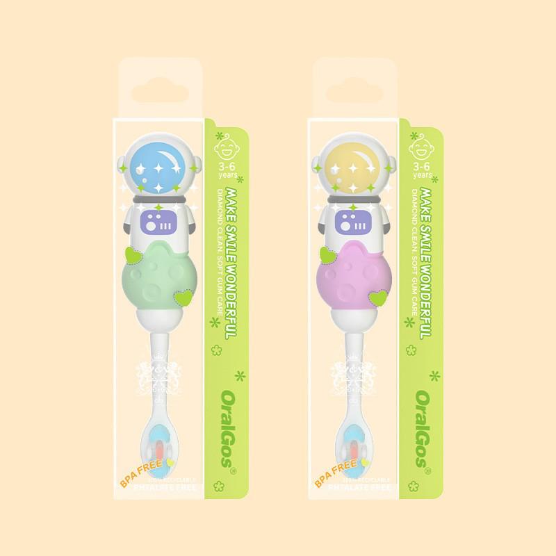 Japanese Cute Dinosaur Toothbrush for Kids, Ages 3-12, Soft Bristles, Gum Protection, Small Long Head