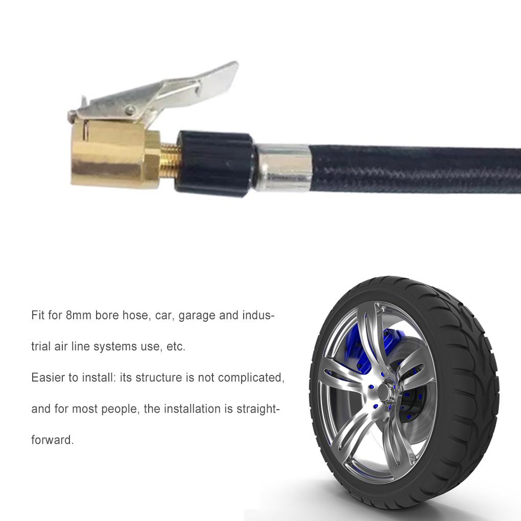 8mm Car Tire Air with Clip Brass Inflatable Pump Compressor Valve Clip-on Adapter Threaded Interface Auto Repair Tool