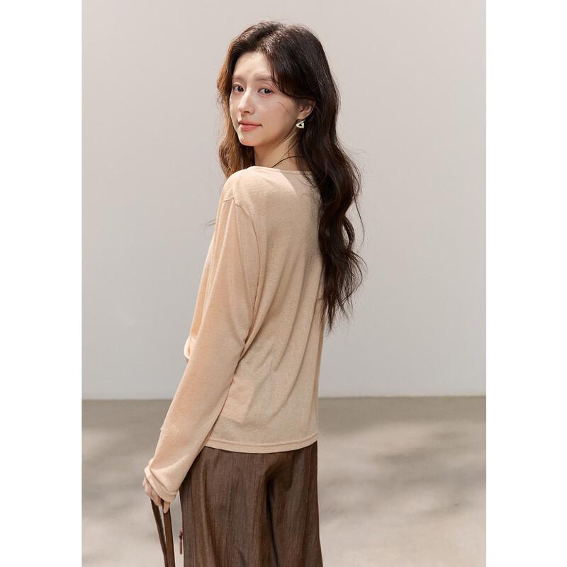 Mixiu Women's Asymmetrical Button Lyocell Blend T-Shirt
