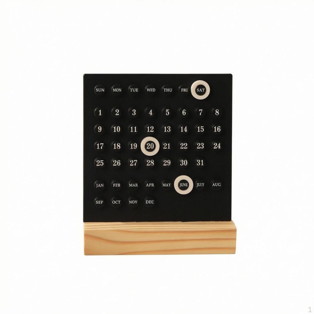Endless Calendar Minimalist Acrylic with Wood Base Wooden Date and Day Display for