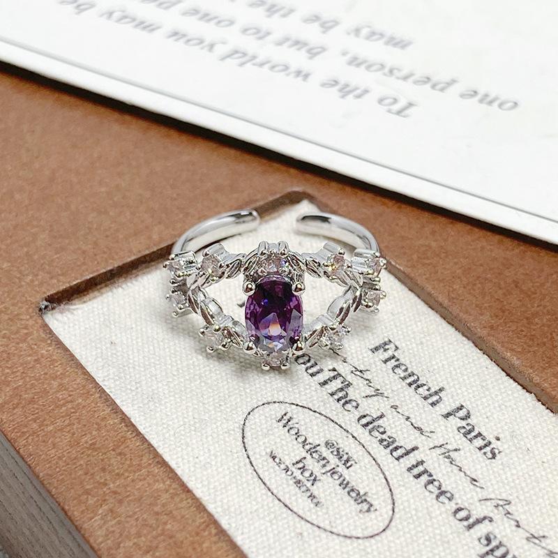 Medieval Court Style Retro Enamel Dripping Oil Ring Female Flower Butterfly Niche Light Luxury High-End Ring
