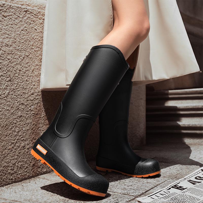 Women's Japanese-Style Non-Slip Waterproof High-Top Rain Boots, Fashionable, Wear-Resistant, Soft-Soled, Ideal for Outdoors and Kitchen.