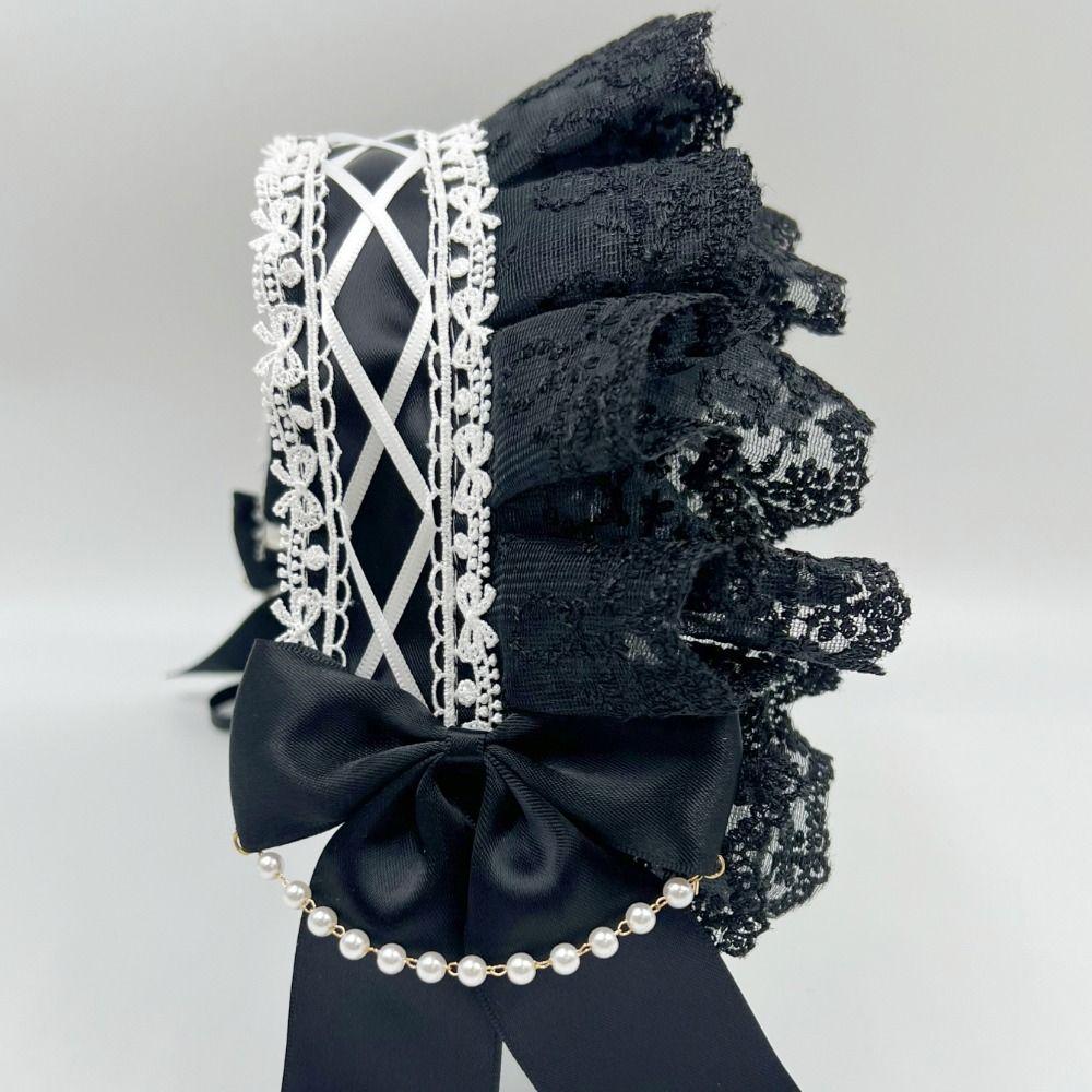 Ribbon Bow Ruffled Hairband Sweet Maid Cosplay Headdress Creative Lolita Hair Clip Party