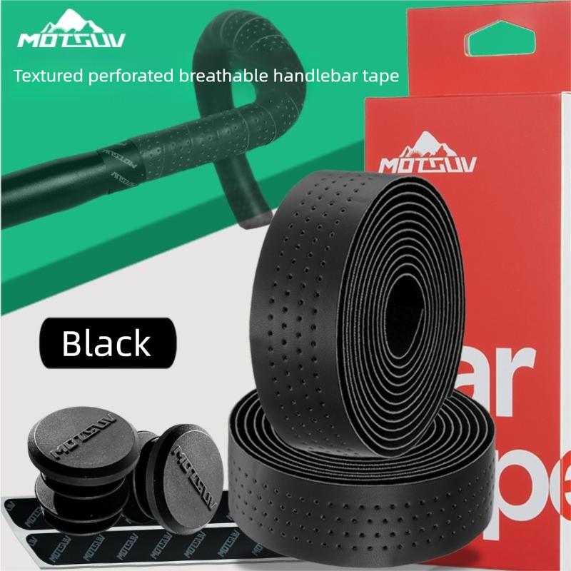 Durable Rubber Bike Handlebar Tape, Perforated Breathable Non-Slip Wear Resistant Bar Strap for Road Bike Outdoor Cycling