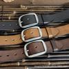 3.8Cm Wide American Handmade Retro Men'S Belt, The First Layer Of Pure Cowhide, Old Steel Buckle Genuine Leather Jeans Belt
