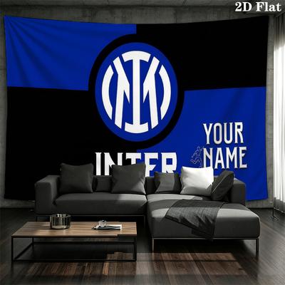 Custom Name,Inter Milan Wall Tapestry, Aesthetic Printed Fabric Blanket, Suitable for Bedroom, Living Room, and Home Decor.