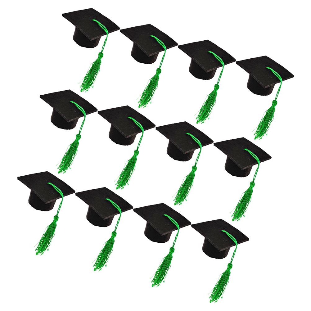 12pcs Mini Graduation Cap For Wine Bottle Decor Tassel Grad Hat Bottle Topper Party Supplies Jar Decoration Ornament