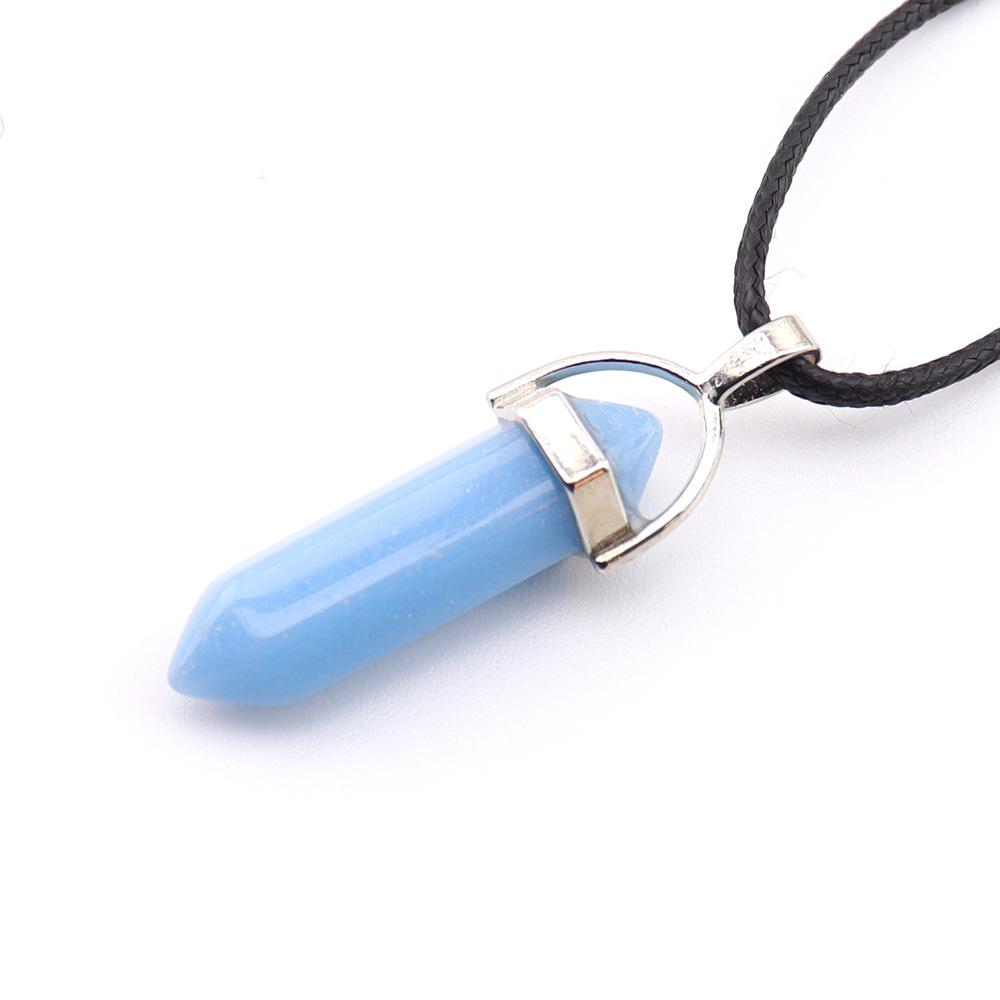 Crystal Hexagonal Luminous Stone Pendant Necklace - Popular European & American Six-Sided Design N759