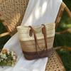 Stylish Woven Straw Tote Bag with Leather Handles Large Capacity Beach Bag for Women Summer Shopping and Travel