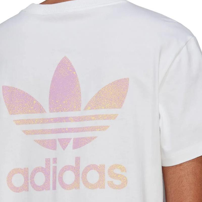 Adidas Originals Solid Color Logo Print Round Neck Short Sleeve Dress Women Dress White HL6613