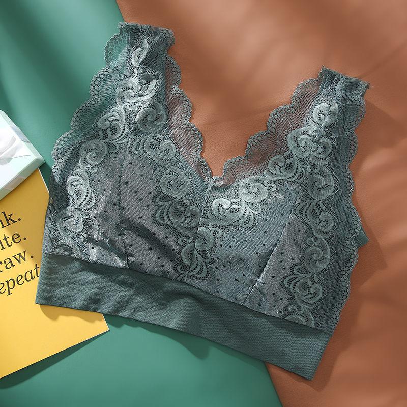 Sexy Lace Large Size Back Underwear for Women Without Steel Ring Gathered Anti-sagging Vest Bra Thin Breathable Simple Natural Bra