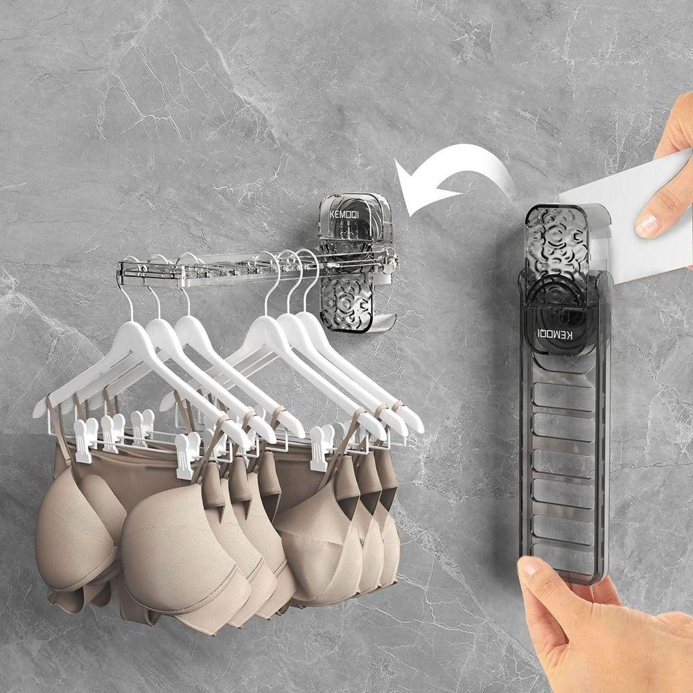 Wall Mounted Folding Clothes Rack Plastic Clothes Drying Rack Suction Cup Clothes Hanger for Home