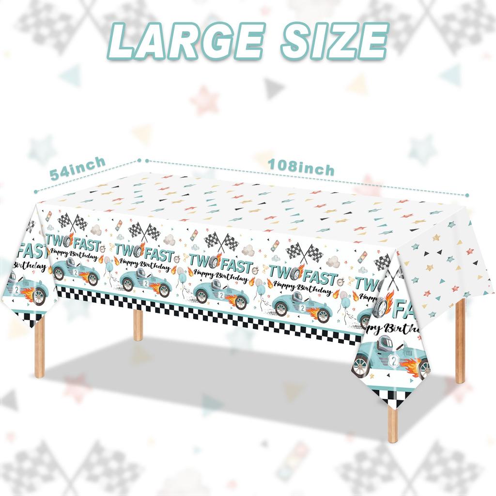 Two Fast Theme Disposable Tablecloth Racing Car Birthday Party Supplies Kids 2nd Birthday Party Decorations