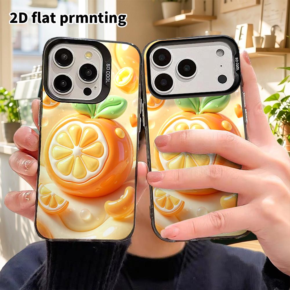 Phone Case: 2D Flat Design, Suitable for iPhone 18 17 16 15 14 13 Pro Protective Case, Cartoon Orange, Perfect Christmas and Halloween Holiday Gift