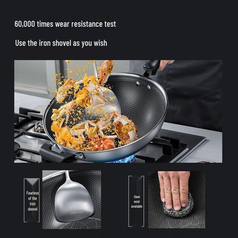 Chui Da Huang 316 Stainless Steel Honeycomb Non-stick Wok