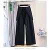 DIMANAF 2026 Plus Size Summer Women Pants Elastic Waist Oversize Fashion Office Lady Casual Long Pants Solid Black