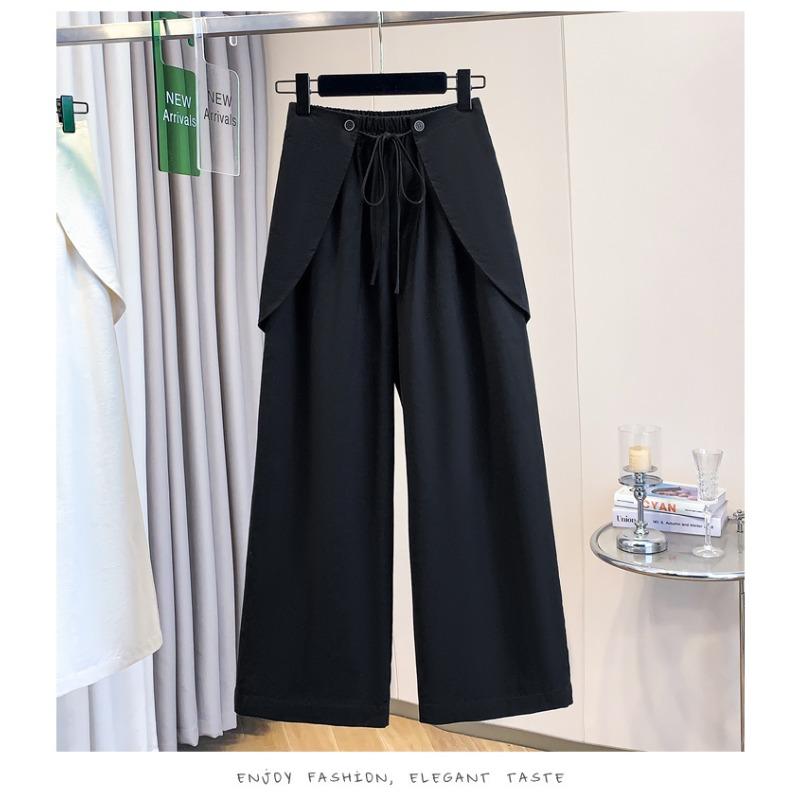 

DIMANAF 2026 Plus Size Summer Women Pants Elastic Waist Oversize Fashion Office Lady Casual Long Pants Solid Black XL чёрный